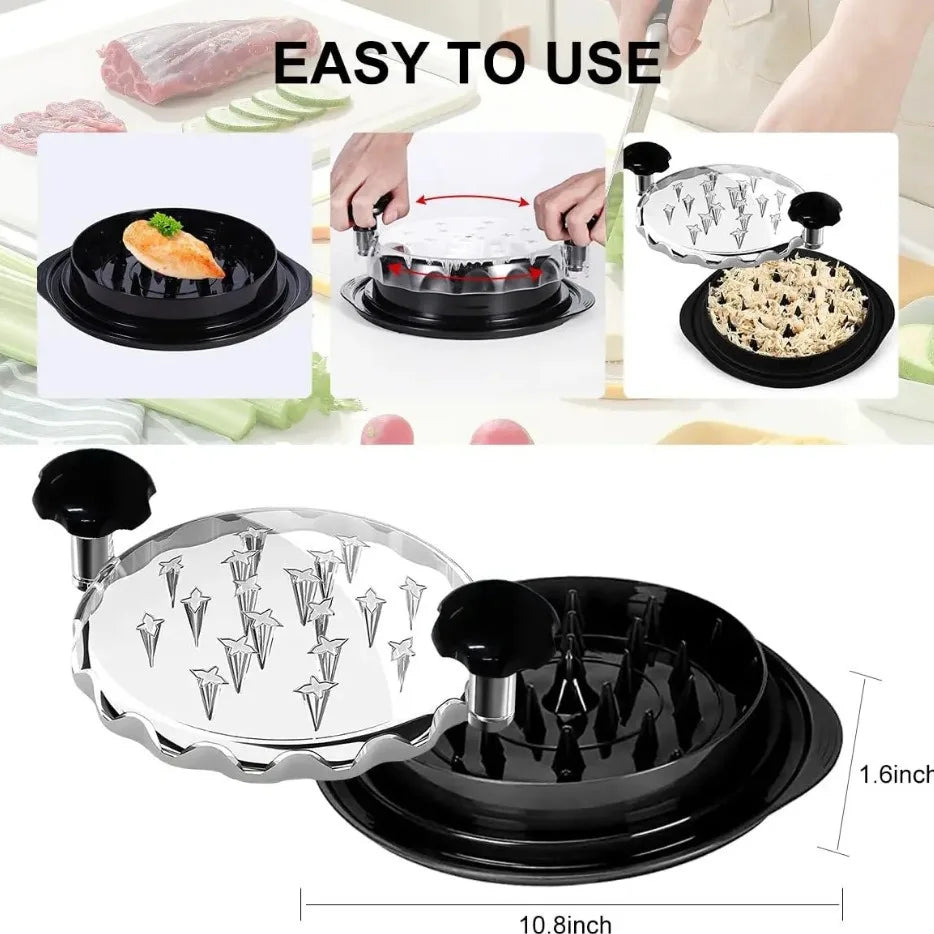 Chicken Shredder 8 Inches Chicken Shredder Tool Twist Black BPA Free Meat Shredder with Clear Lid Ergonomic Anti-slip Handle Easy To Clean Dishwasher Safe Shredding Tool for Chicken Breast Pork Beef Cooked Meat