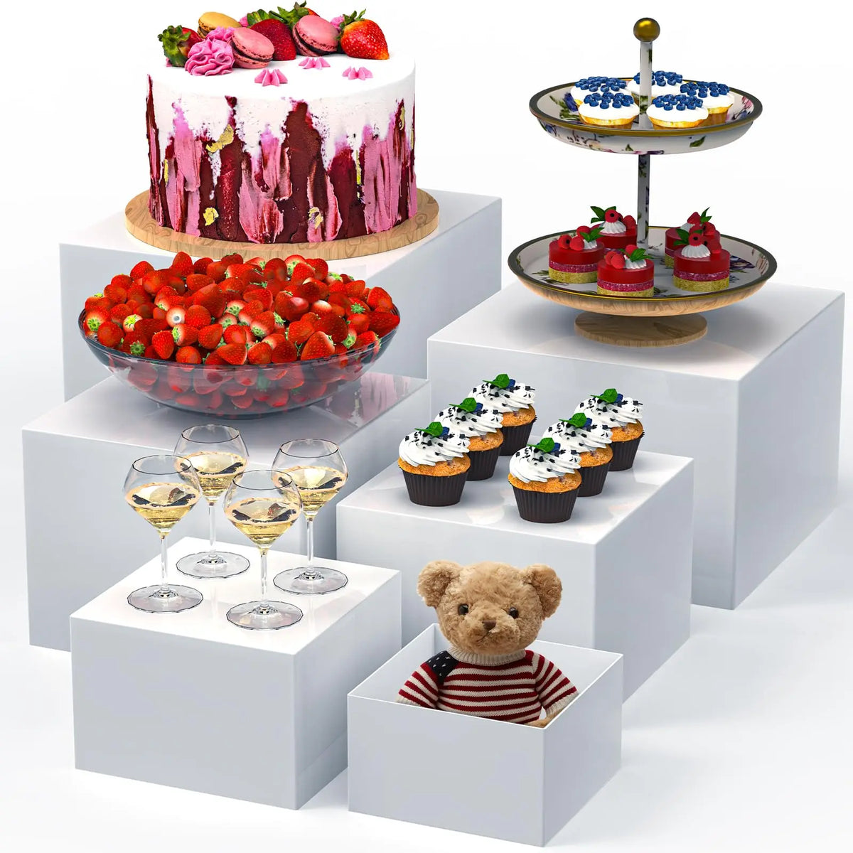 Acrylic Buffet Riser Set for Food Display, Catering and Events