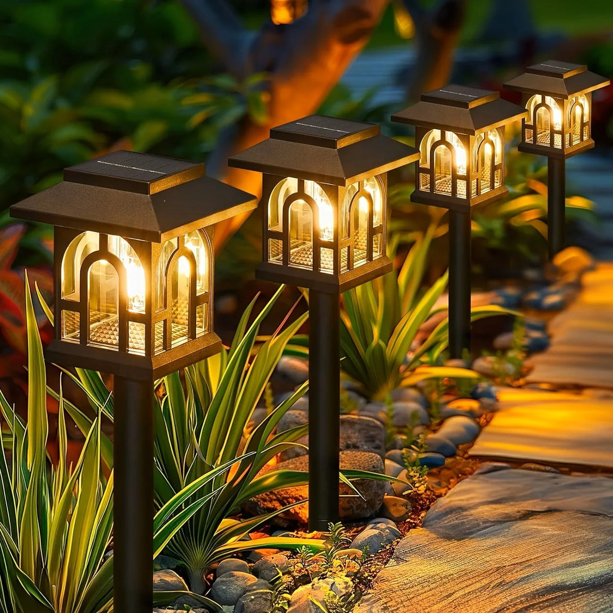 Solar Pathway Lights Waterproof LED Outdoor Landscape Garden Walkway Lighting