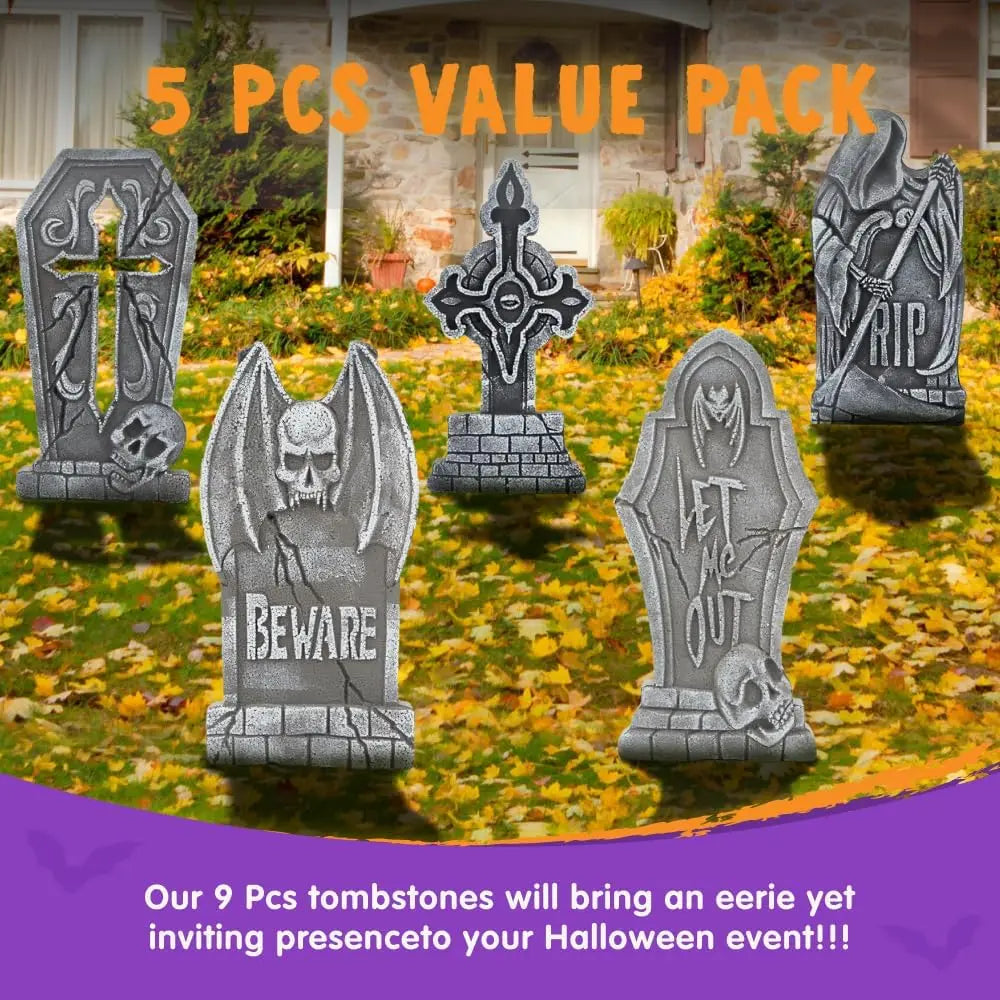 Halloween Foam Tombstone Yard Decoration Set With Stakes