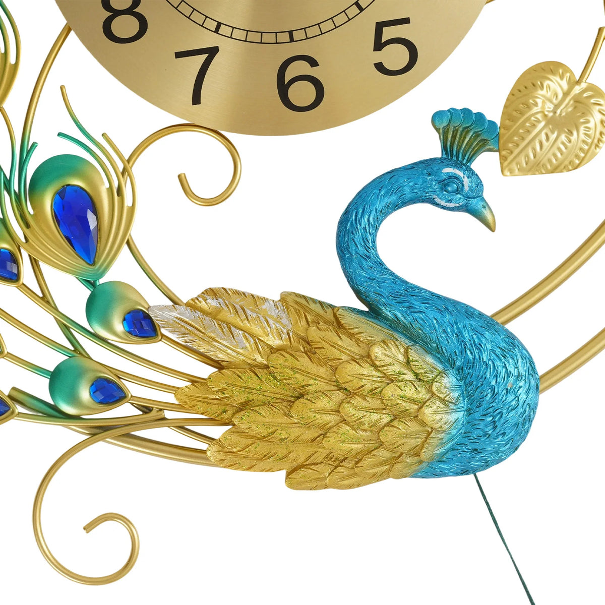 Luxury Peacock Wall Clock Silent Quartz Vintage Home Decor