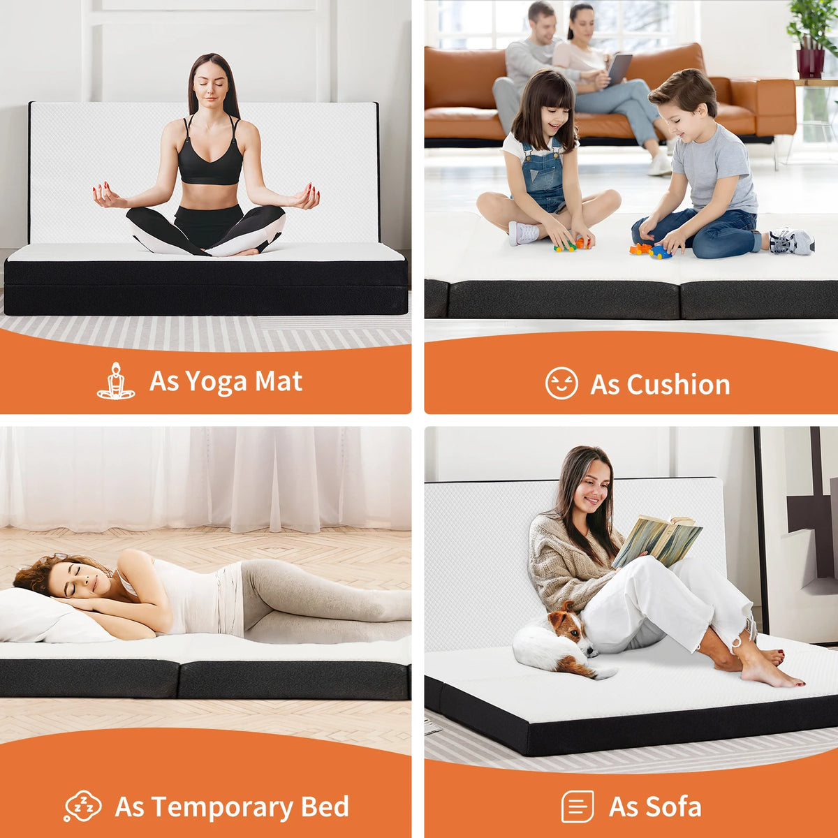JHK Tri Fold Memory Foam Mattress With Washable Cover Portable Bed