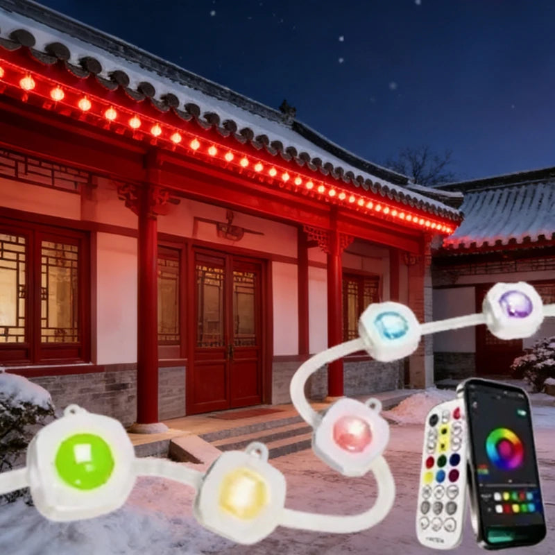 GCTECHING Waterproof Permanent Outdoor LED String Lights for Eaves Decor