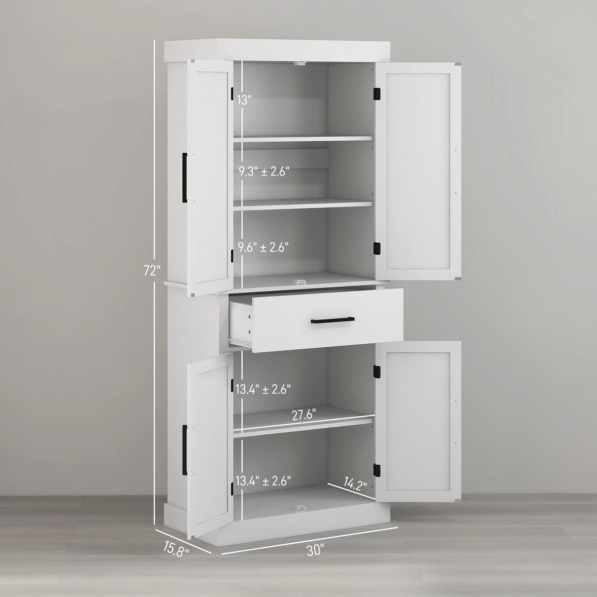HOMCOM Kitchen Pantry Storage Cabinet With Barn Doors And Drawer
