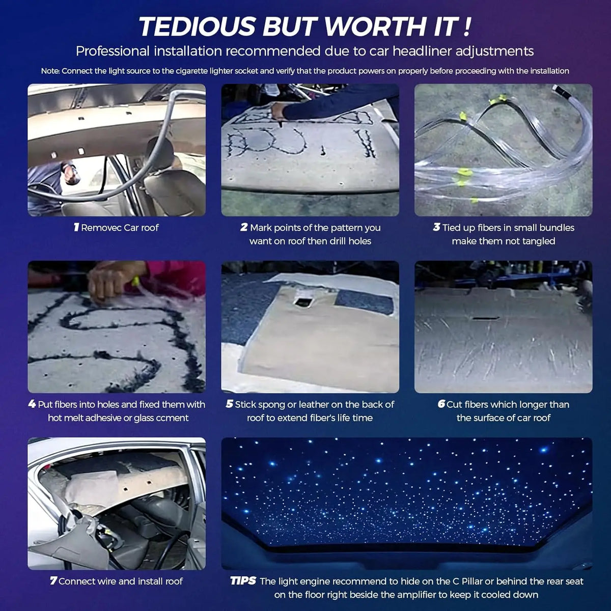 BRIVULGENT RGBW Fiber Optic Starlight Headliner Kit With Remote