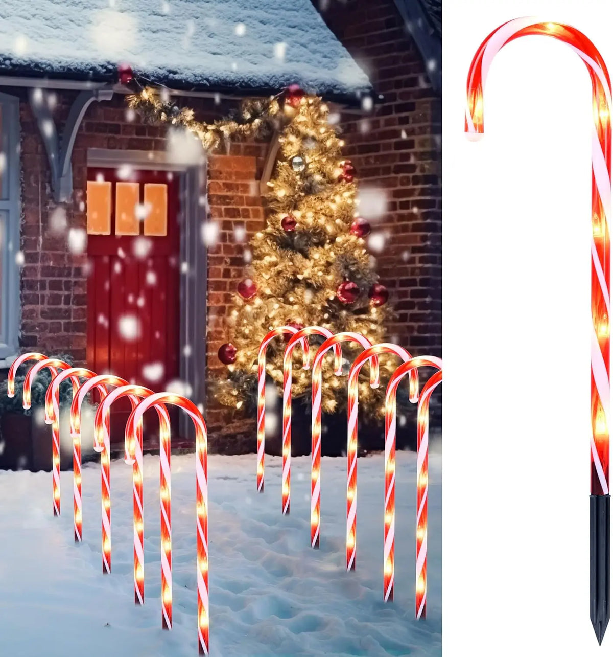 Joyfy Christmas Candy Cane Pathway Marker Lights Set