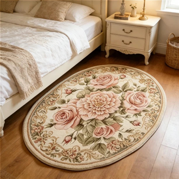 French Style Bedroom Decor Plush Carpet Flower Pattern Carpets for Living Room Fluffy Soft Bedside Floor Mat Thick Washable Rug