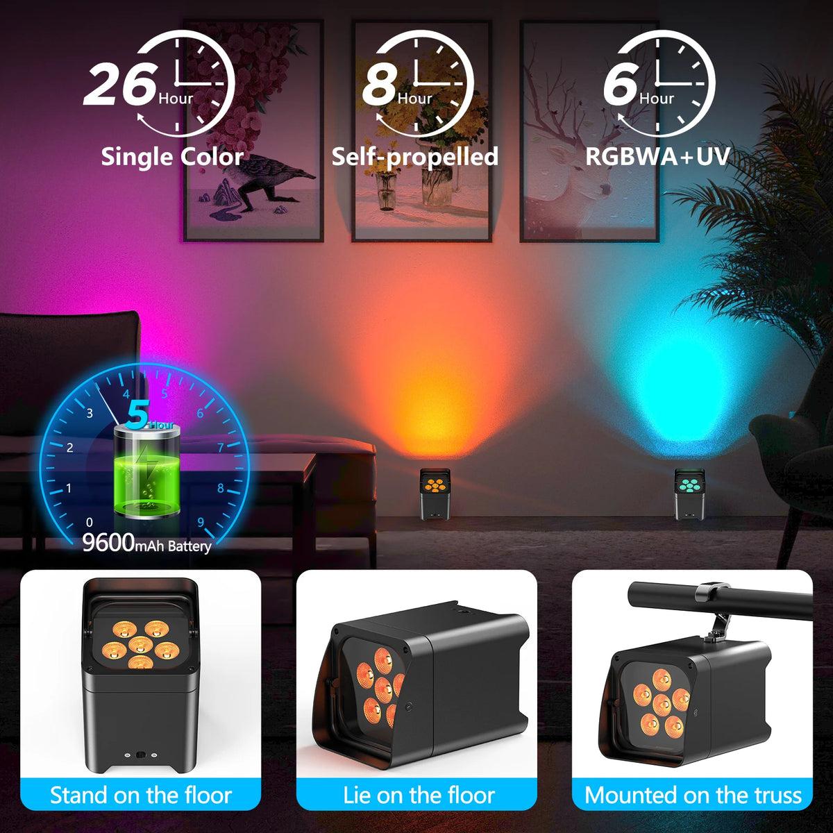 U'King Wireless LED Par Lights With Remote For DJ Events