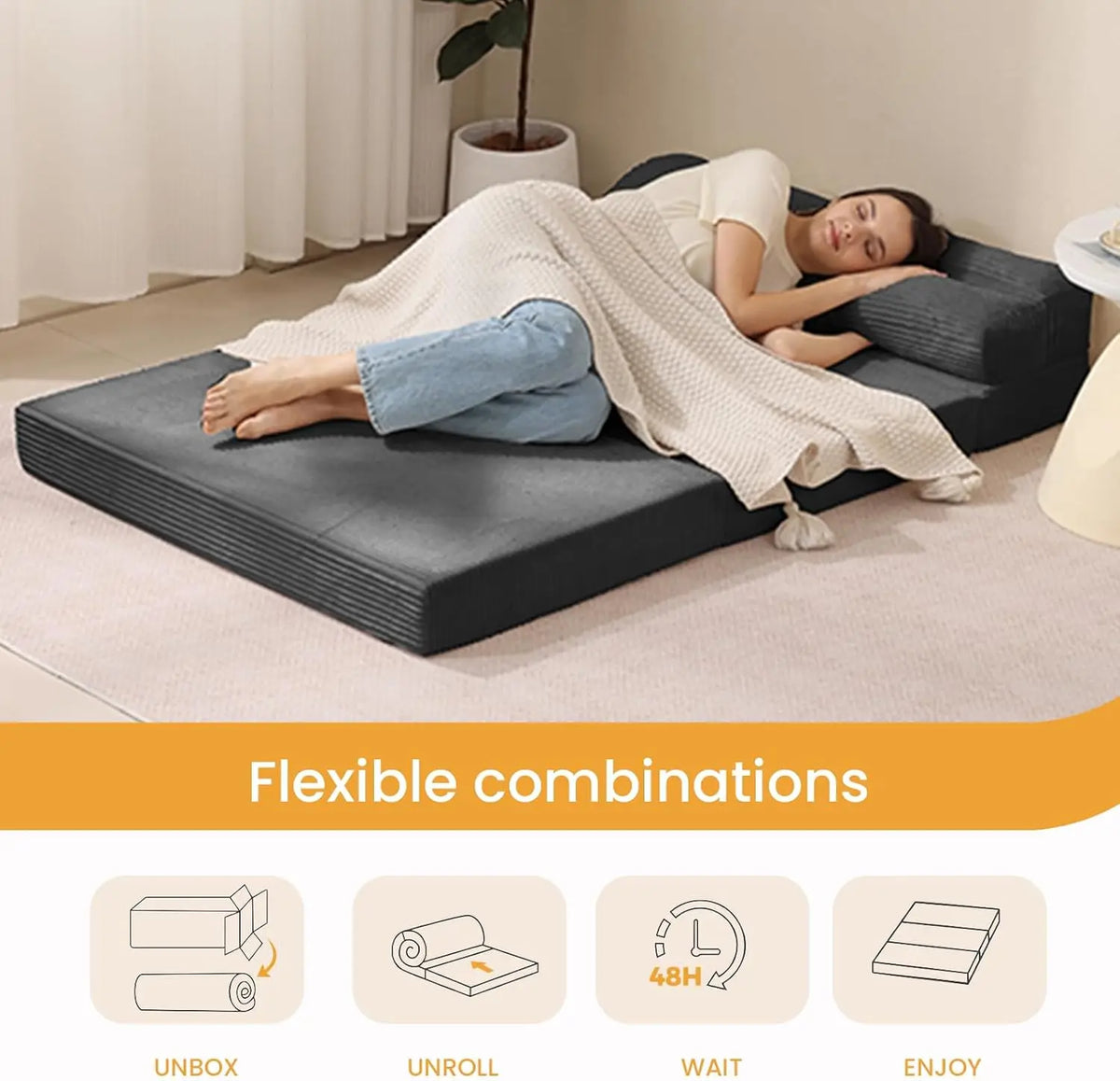 Novilla Folding Mattress Sofa Bed for Living Room and Guests