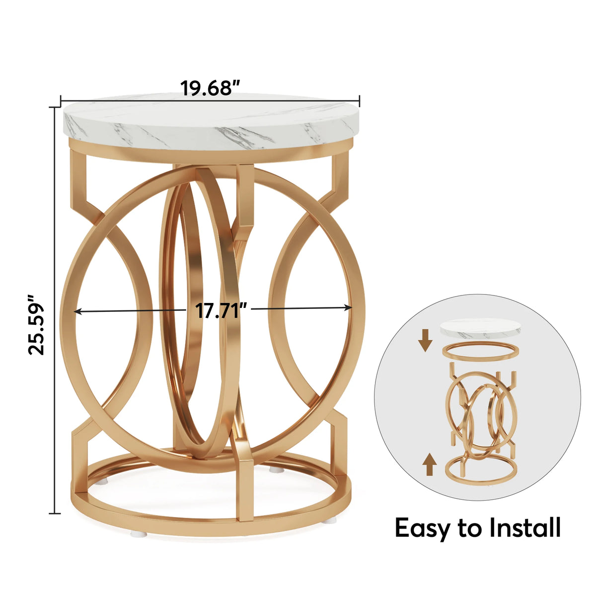 Tribesigns Round Side Table With Thick Wood Top And Steel Base