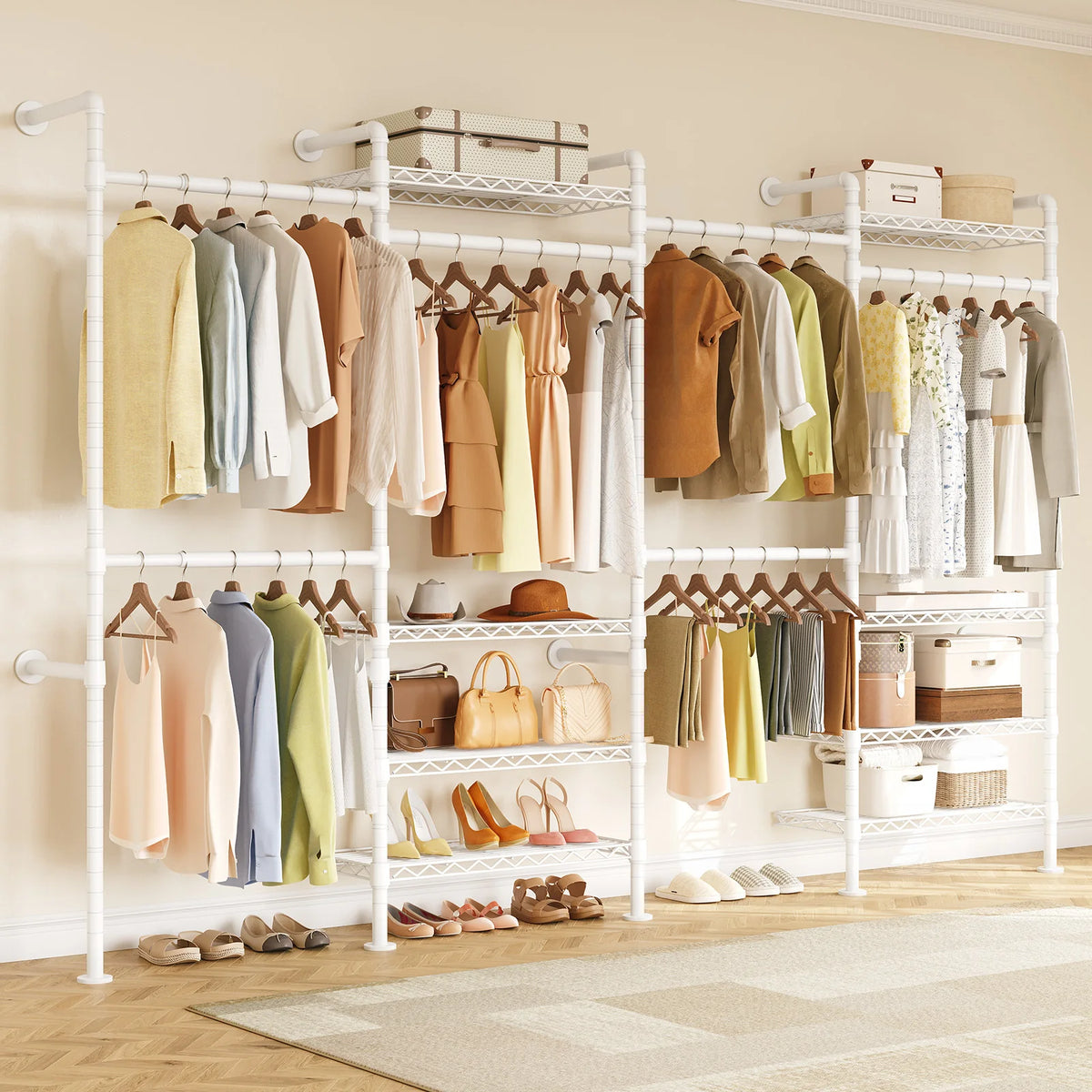 Onbrill Wall Mounted Industrial Pipe Clothes And Wardrobe Rack