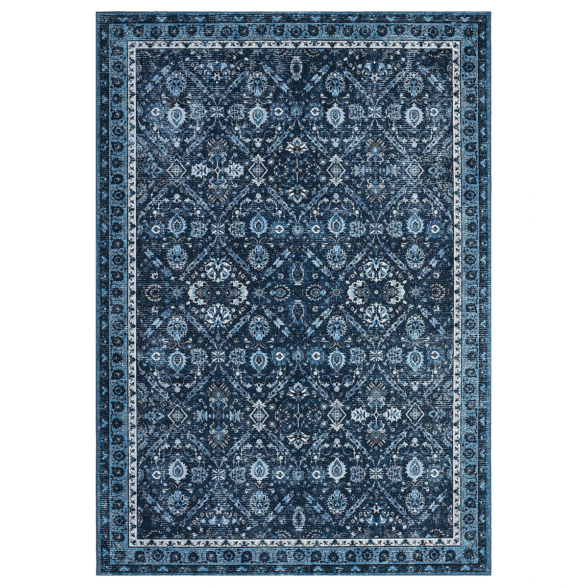 Rug for Living Room, Machine Washable, Non-Slip,Stain & Water Resistant, Low-Pile Moroccan Trellis Hallway Vintage Foldable Rug