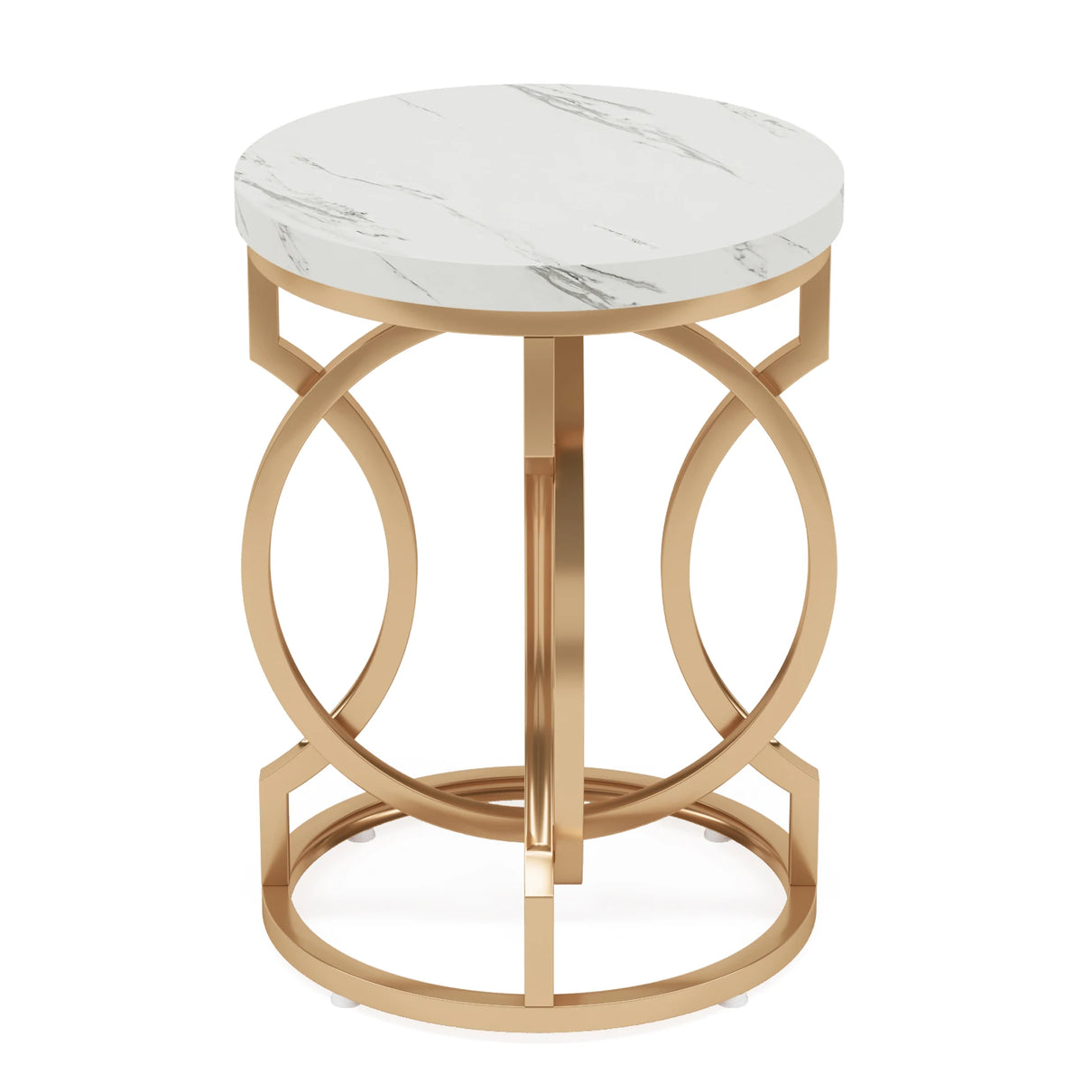 Tribesigns Round Side Table With Thick Wood Top And Steel Base