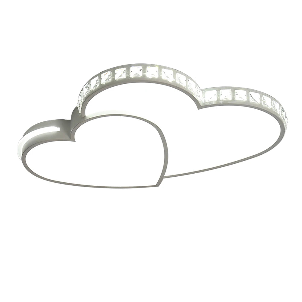 Modern Heart Shaped Crystal LED Flush Mount Ceiling Light Fixture