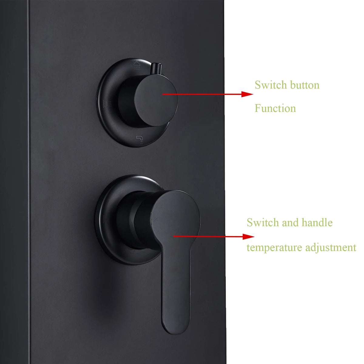 Black Shower Column LED Rainfall Bathroom Faucet with Massage Jet Shower Panel System 5 Modes Waterfall Hot and Cold Mixer Tap