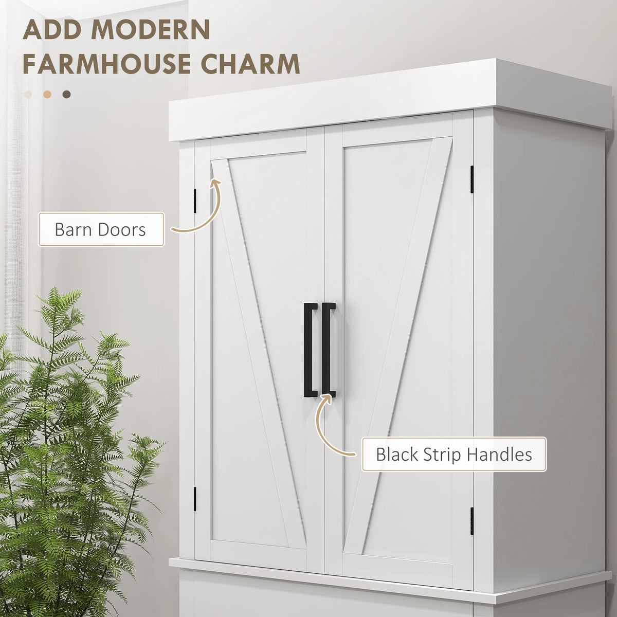 HOMCOM Kitchen Pantry Storage Cabinet With Barn Doors And Drawer