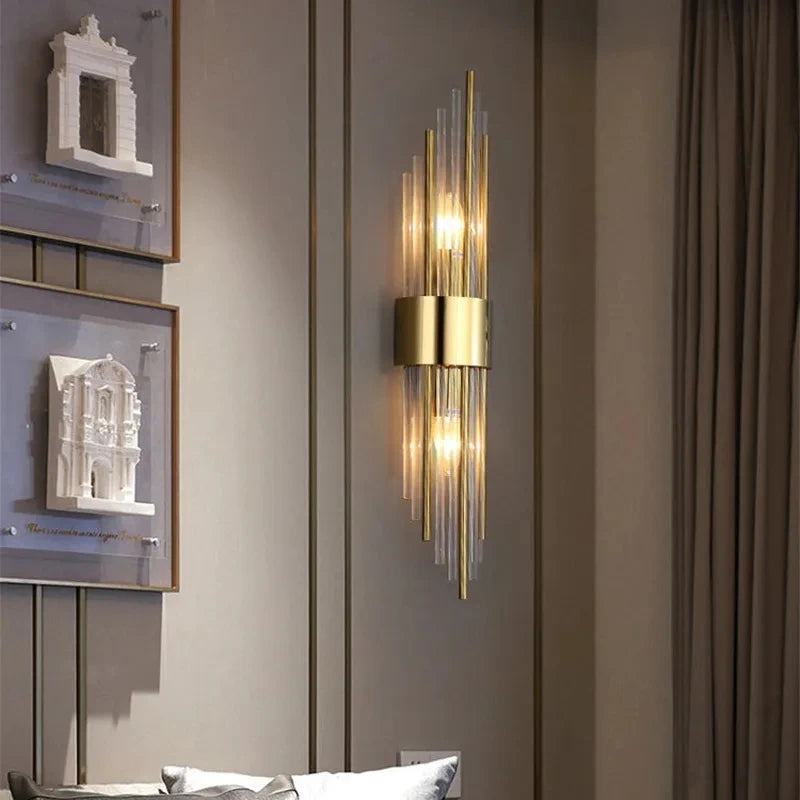 Indoor Home Decor Luxury Sconce Light Iron Base Glass Tube Lampshade Wall Lamps G9 Bulbs Up Down Hotel Corridor Lighting Lustres