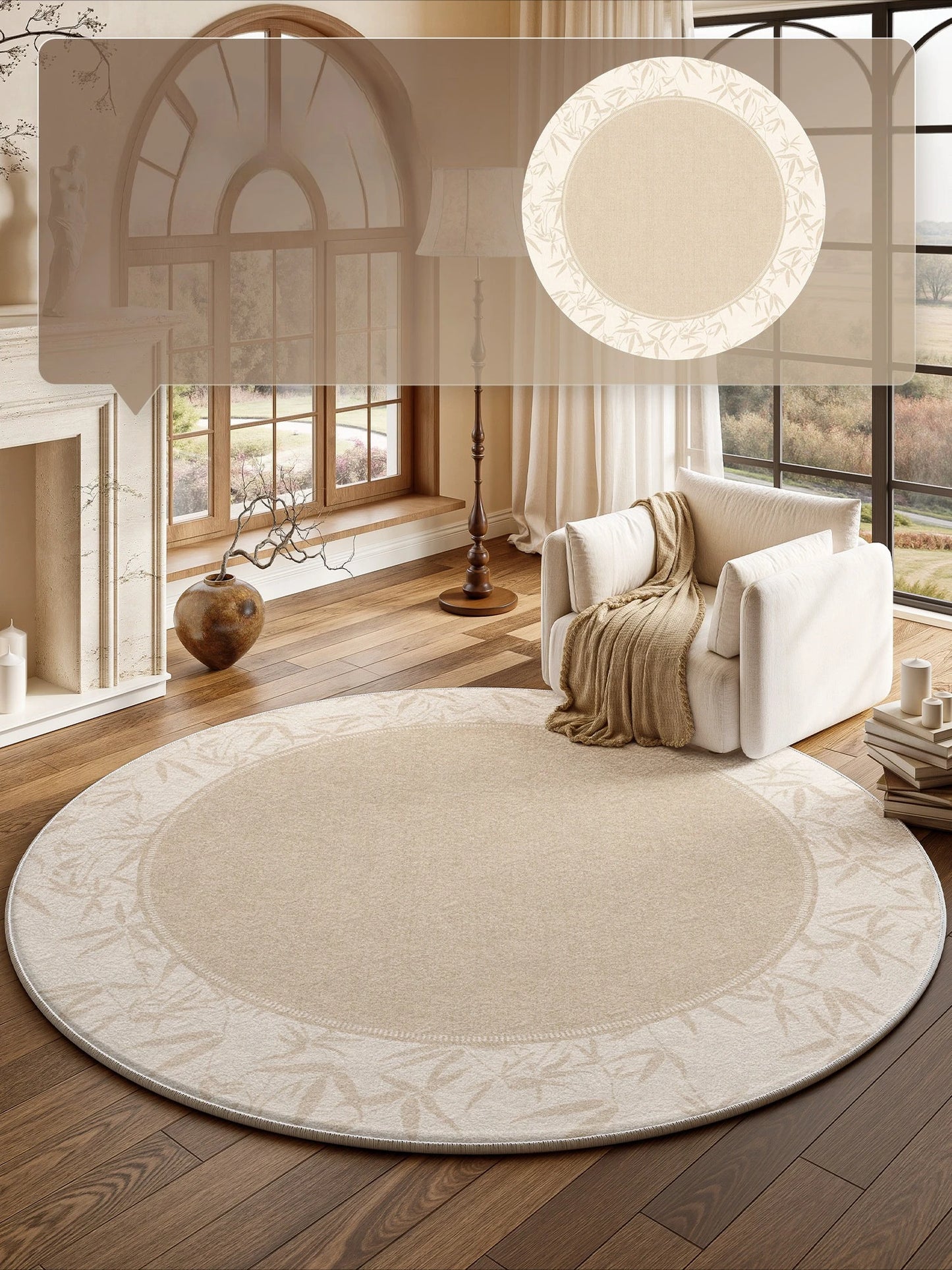 French Style Bedroom Decor Round Carpet Fluffy Soft Carpets for Living Room Thick Plush Bedside Floor Mat Washable Cloakroom Rug