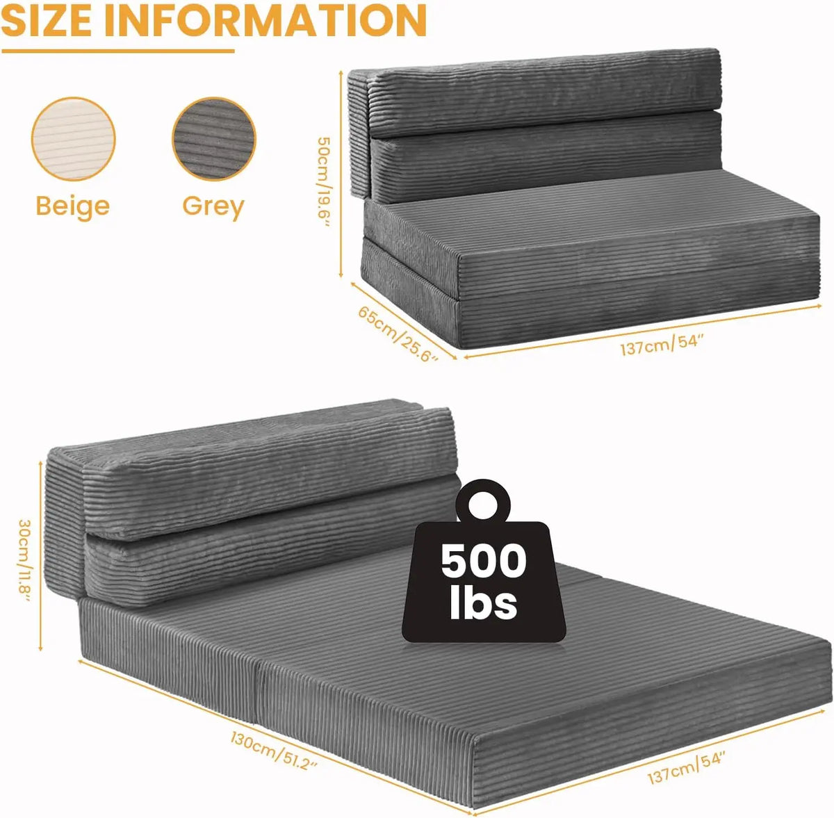 Novilla Folding Mattress Sofa Bed for Living Room and Guests