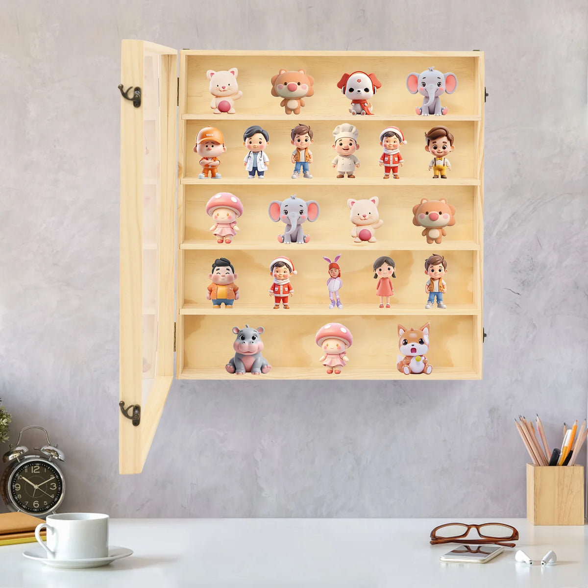 Bymaocar Solid Wood Wall Mounted Display Cabinet With Acrylic Door