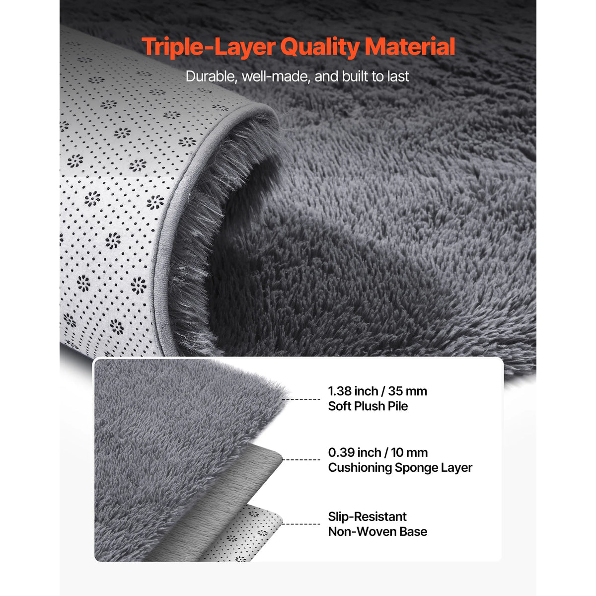 SucceBuy Indoor Plush Area Rugs 8 x 10 ft Soft Plush Carpet Furry Shag Area Rugs for Living Room Bedroom Non-Shedding Non-Woven