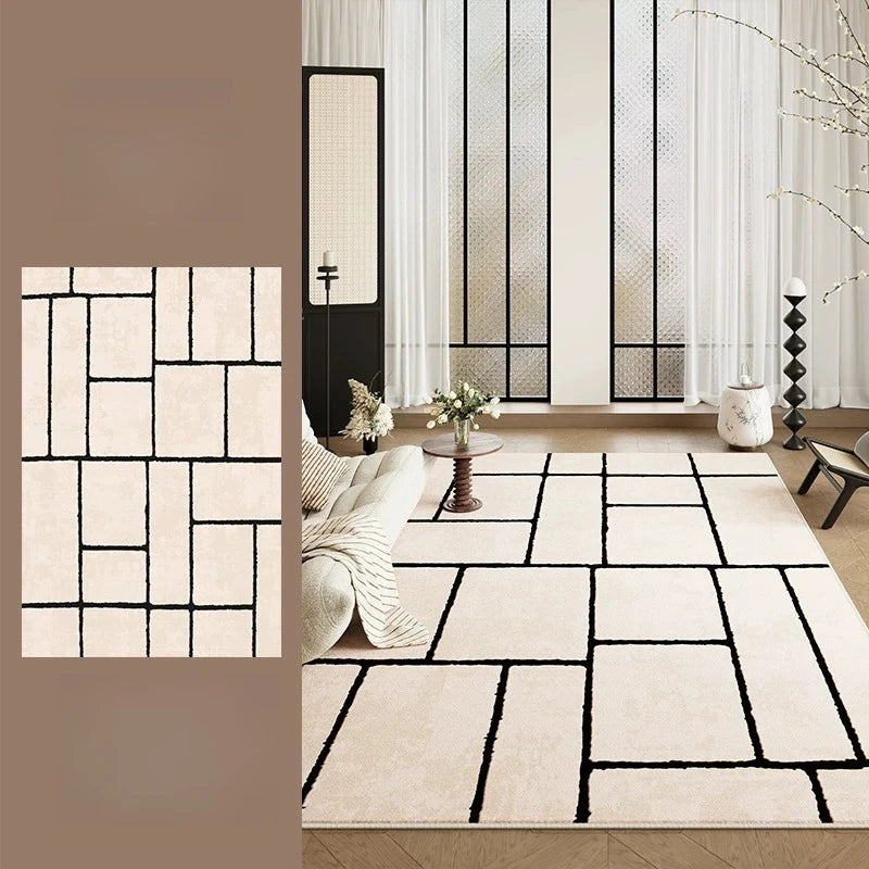Retro Style Living Room Decoration Soft Carpet Large Area Rugs for Bedroom Washable Study Floor Mat Anti-slip Cloakroom Line Rug