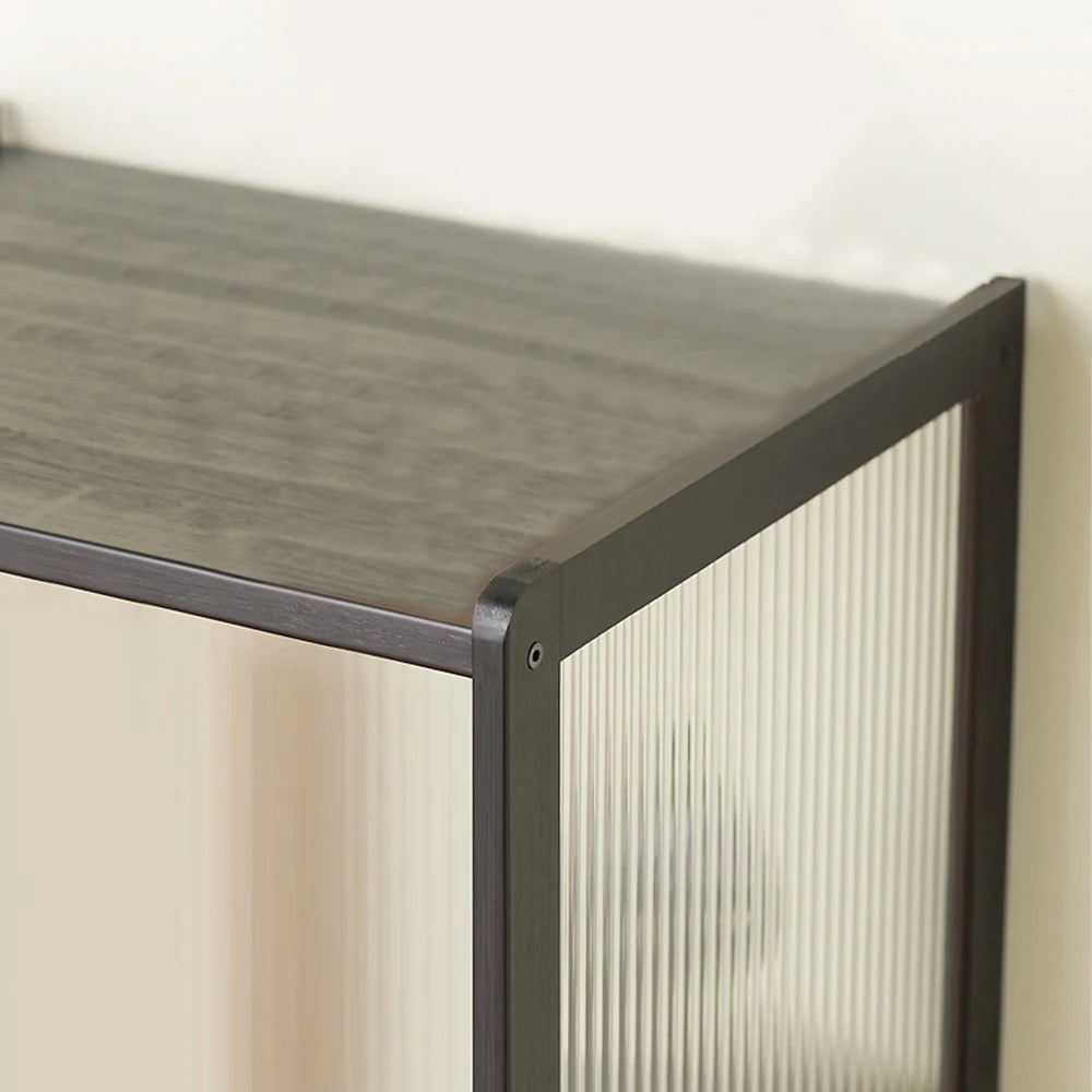 Modern Four Tier Display Cabinet With Fluted Doors For Collectibles