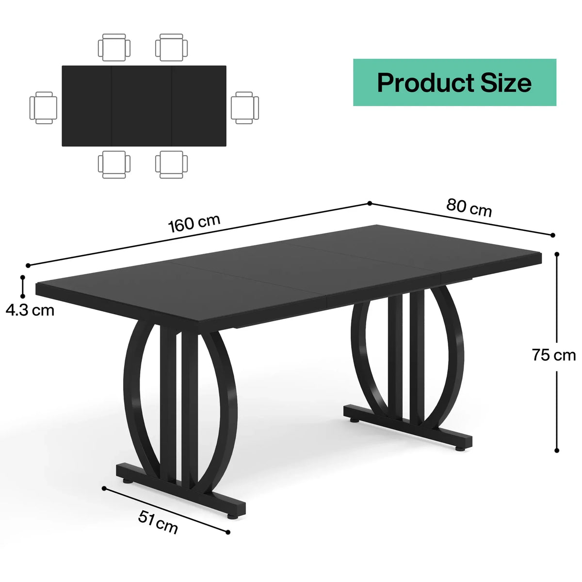 Tribesigns Modern Industrial Dining Table with Heavy Duty Metal Frame