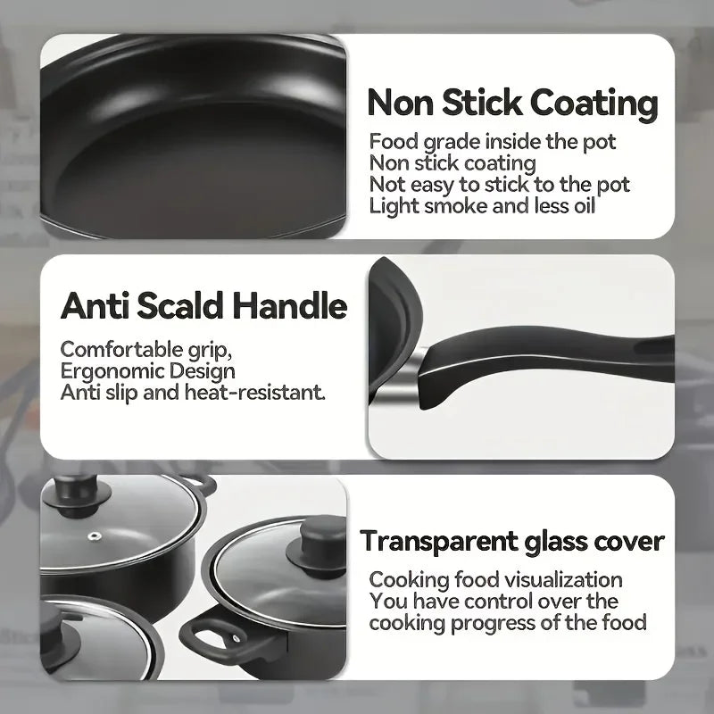 AEHOME Stainless Steel Nonstick Cookware Set With Kitchen Utensils