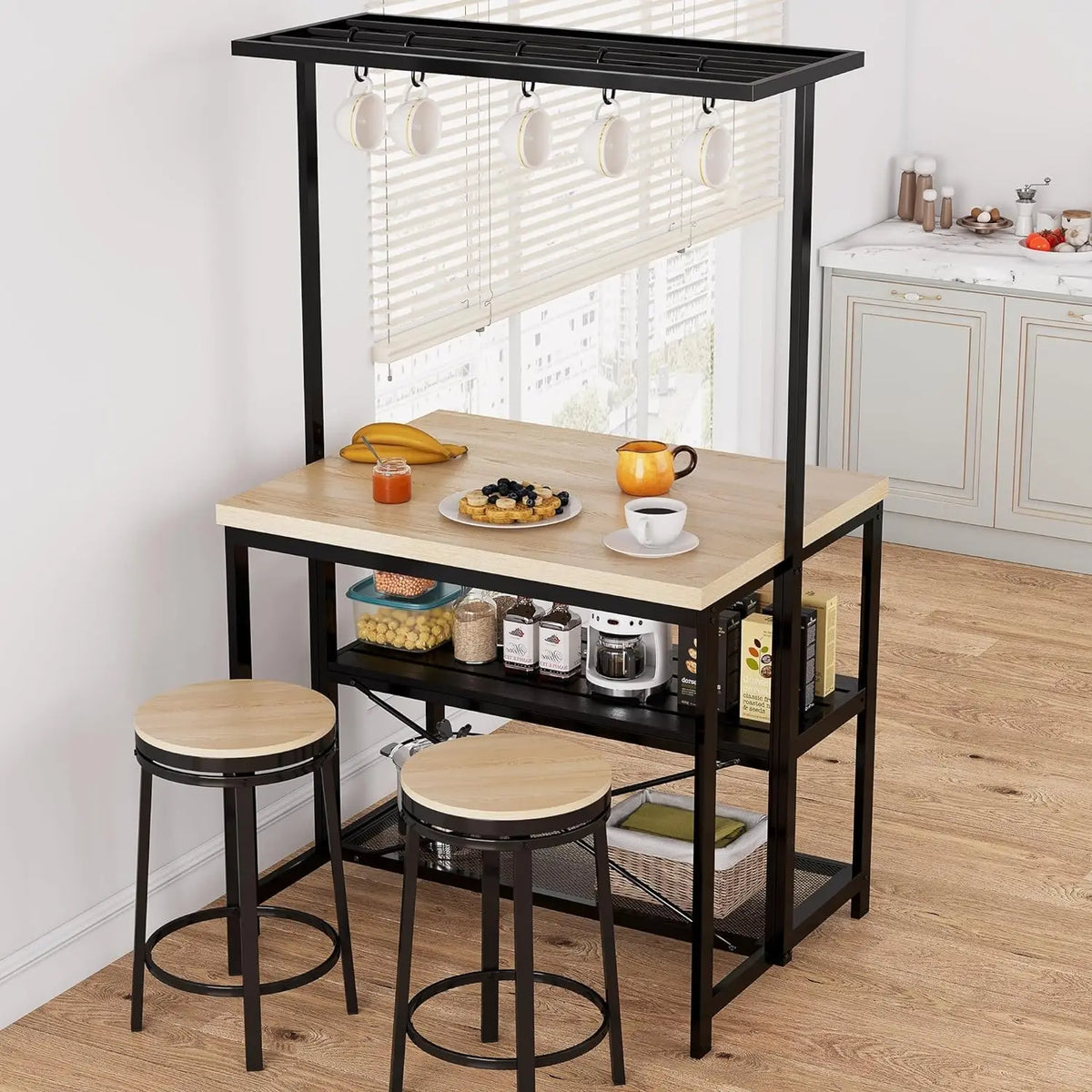 HiMISS Kitchen Island Bakers Rack With Microwave Storage Shelves
