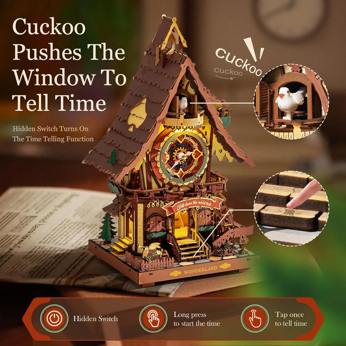 Robotime Rokr Cuckoo Clock 3D Wooden Puzzle Model Kit