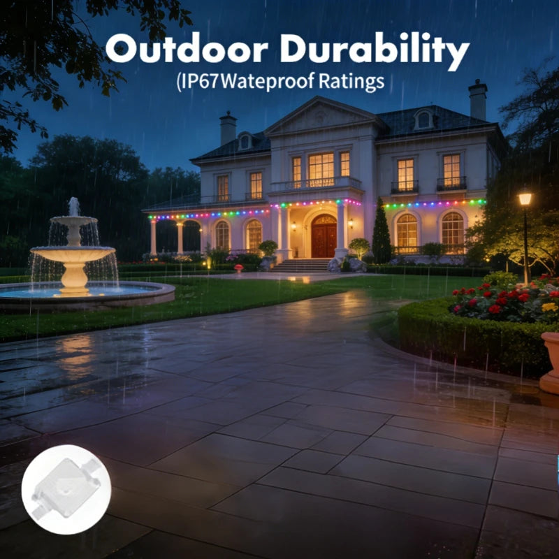 GCTECHING Waterproof Permanent Outdoor LED String Lights for Eaves Decor