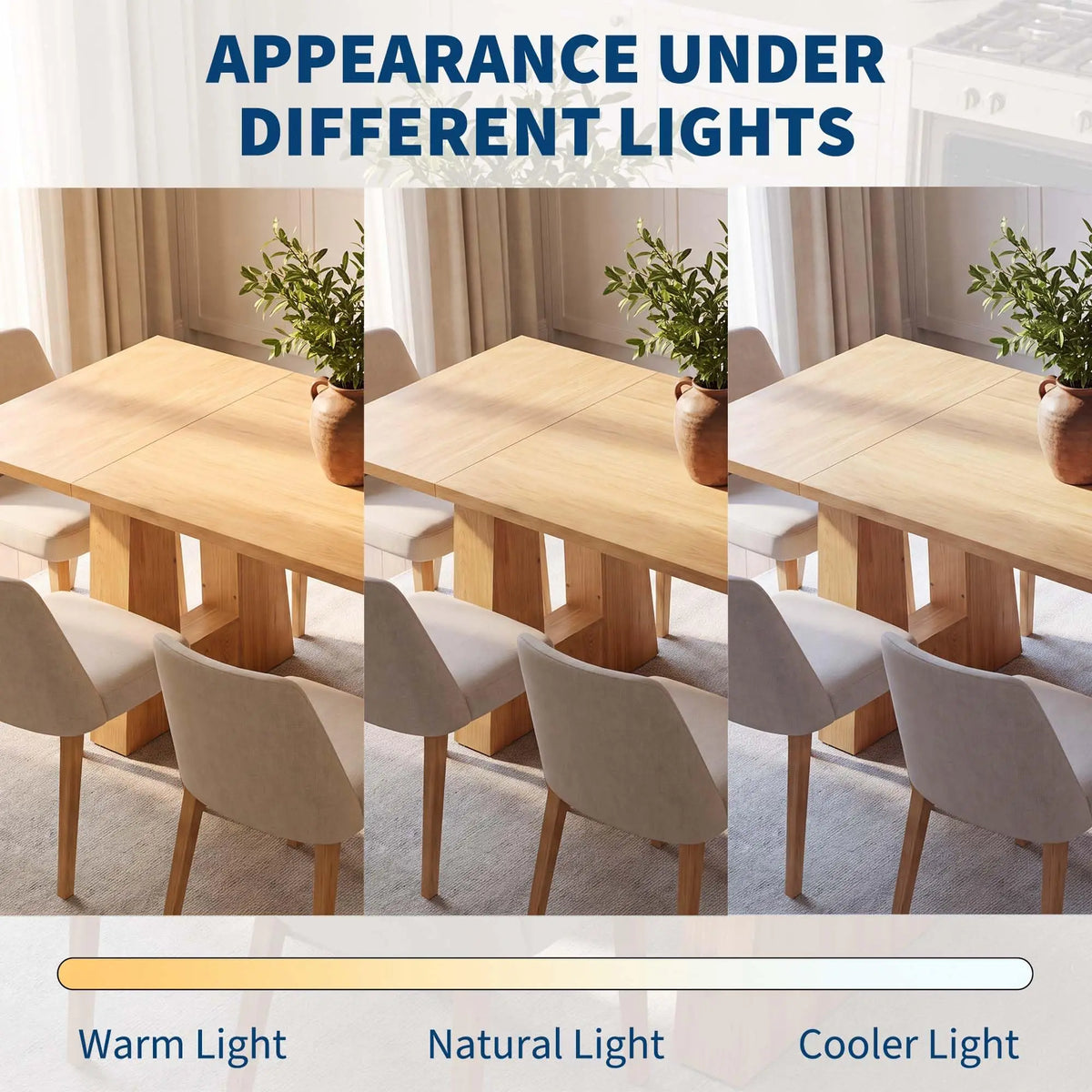 HiMISS Modern Rectangular Dining Table With Wood Leg Base