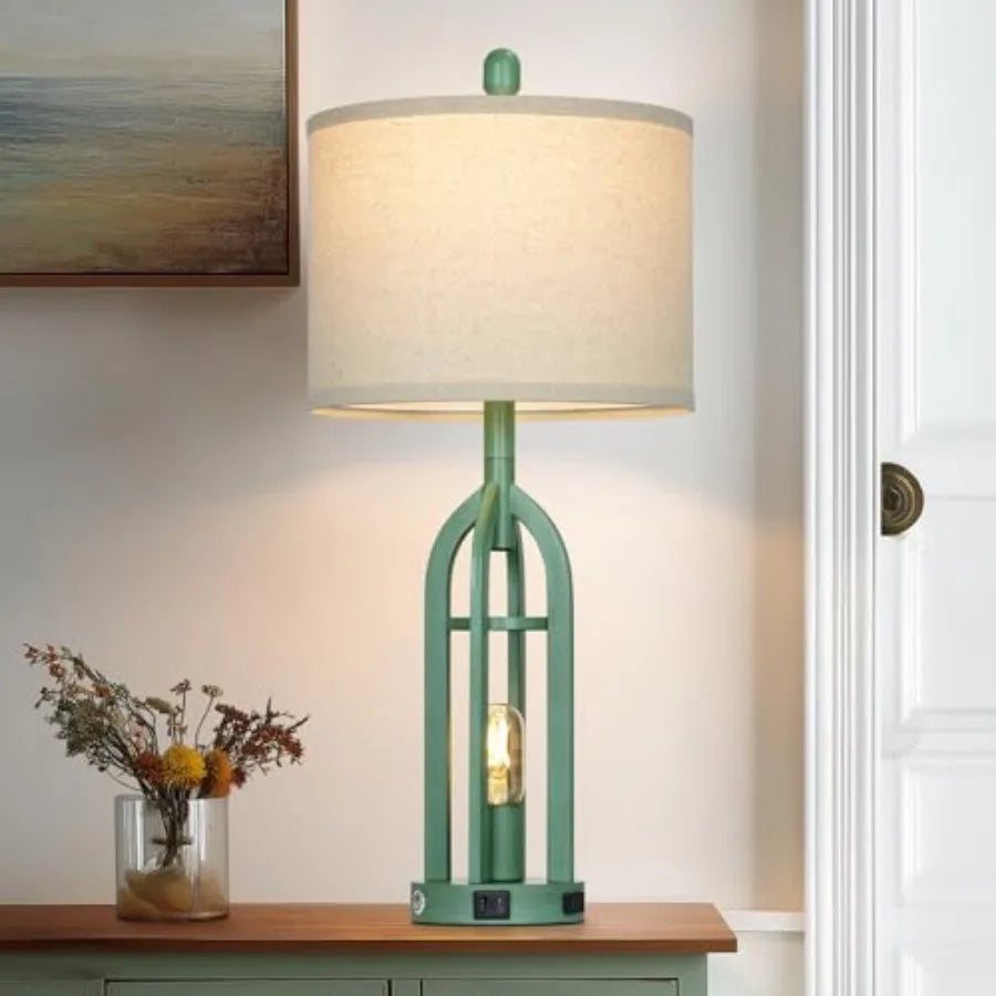 Coastal Touch Control Bedside Lamp With USB Ports And AC Outlet