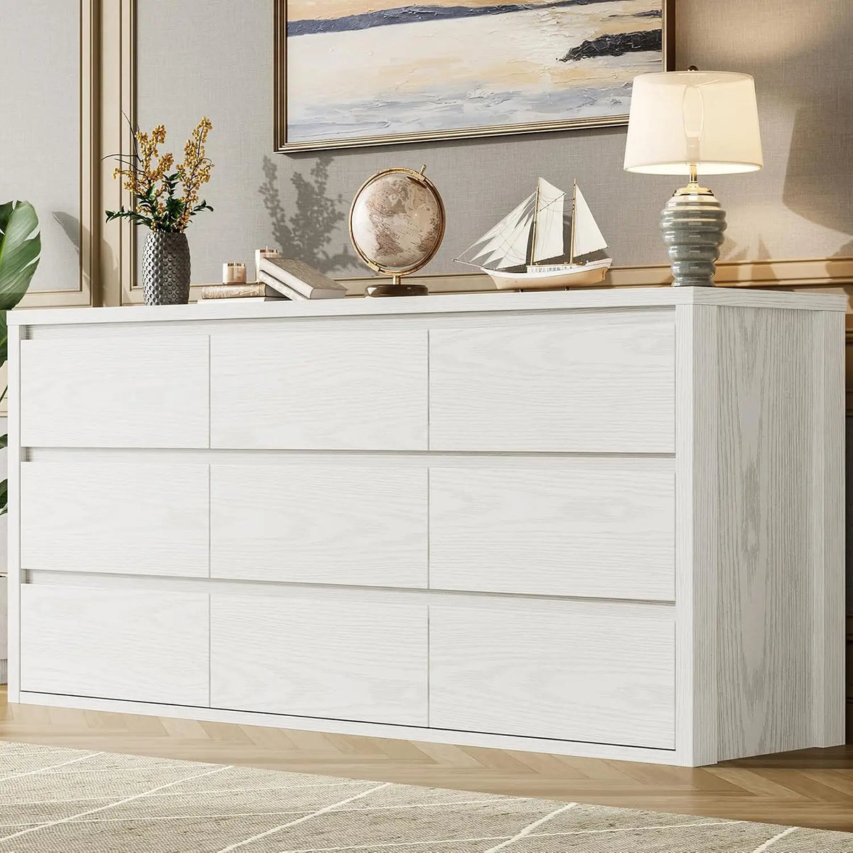 Acekool Modern Handleless Wood Dresser With Spacious Bedroom Storage