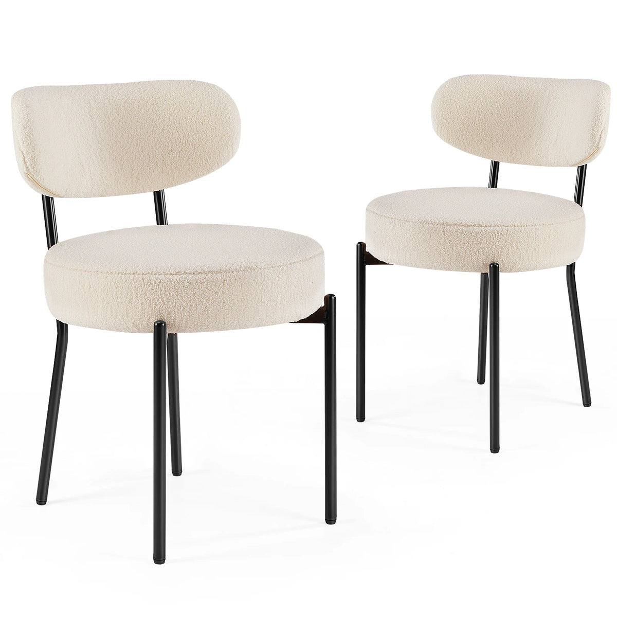 JHK Ergonomic Round Dining Chairs With Plush Fabric Backrests