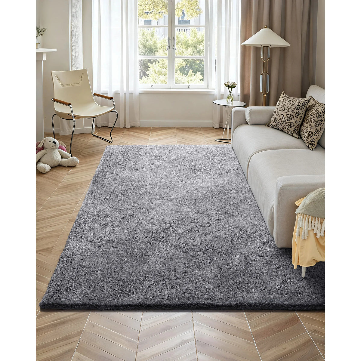 SucceBuy Indoor Plush Area Rugs 8 x 10 ft Soft Plush Carpet Furry Shag Area Rugs for Living Room Bedroom Non-Shedding Non-Woven