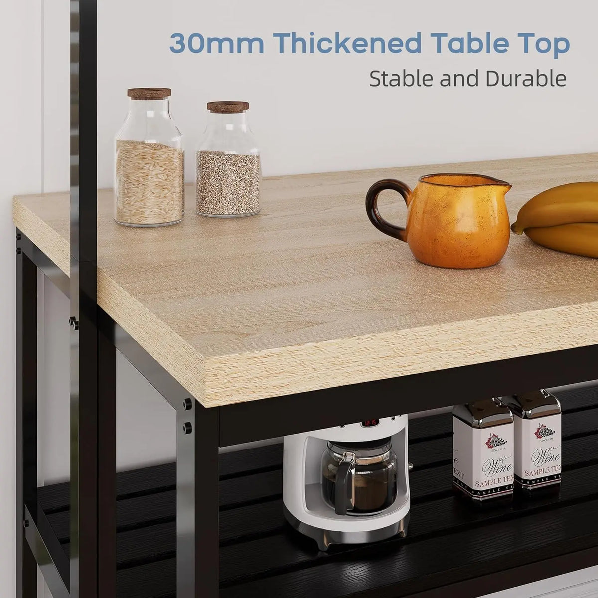 HiMISS Kitchen Island Bakers Rack With Microwave Storage Shelves
