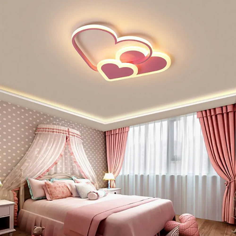 Heart Shaped LED Ceiling Light With Remote Control Dimmable Design