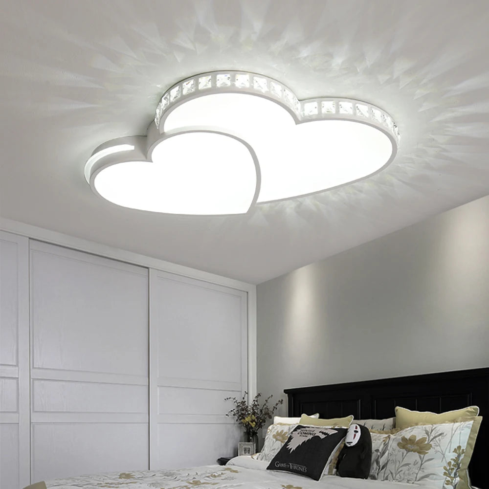 Modern Heart Shaped Crystal LED Flush Mount Ceiling Light Fixture