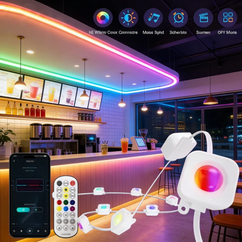 GCTECHING Waterproof Permanent Outdoor LED String Lights for Eaves Decor