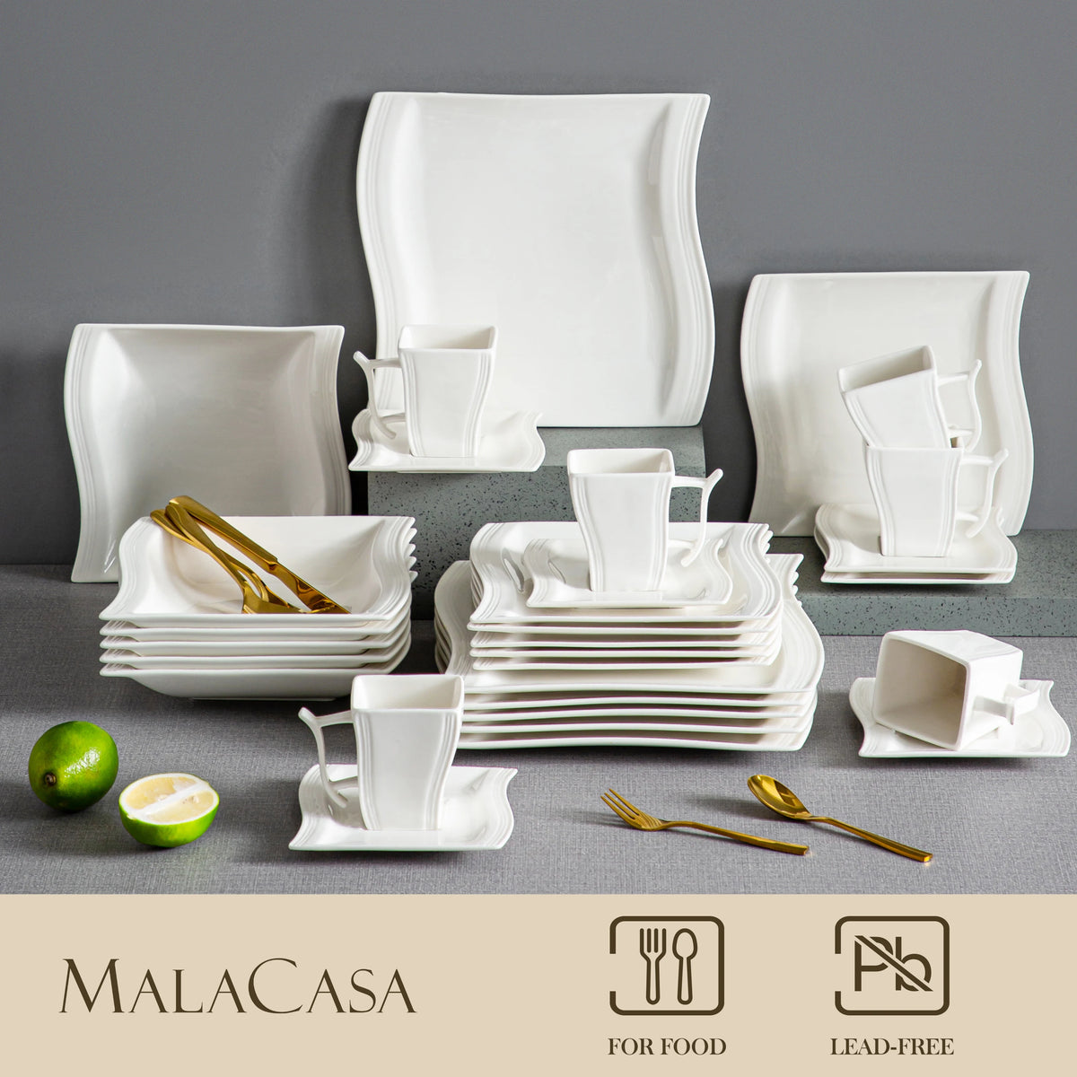 MALACASA Flora Porcelain Dinnerware Set With Plates And Cups
