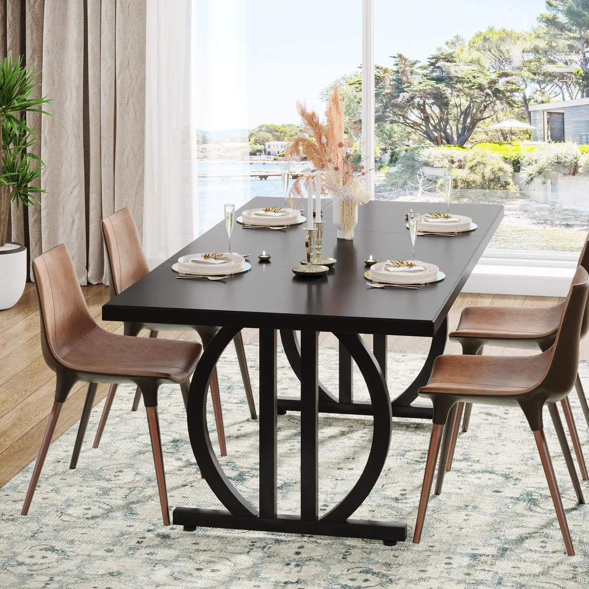 Tribesigns Modern Industrial Dining Table with Heavy Duty Metal Frame