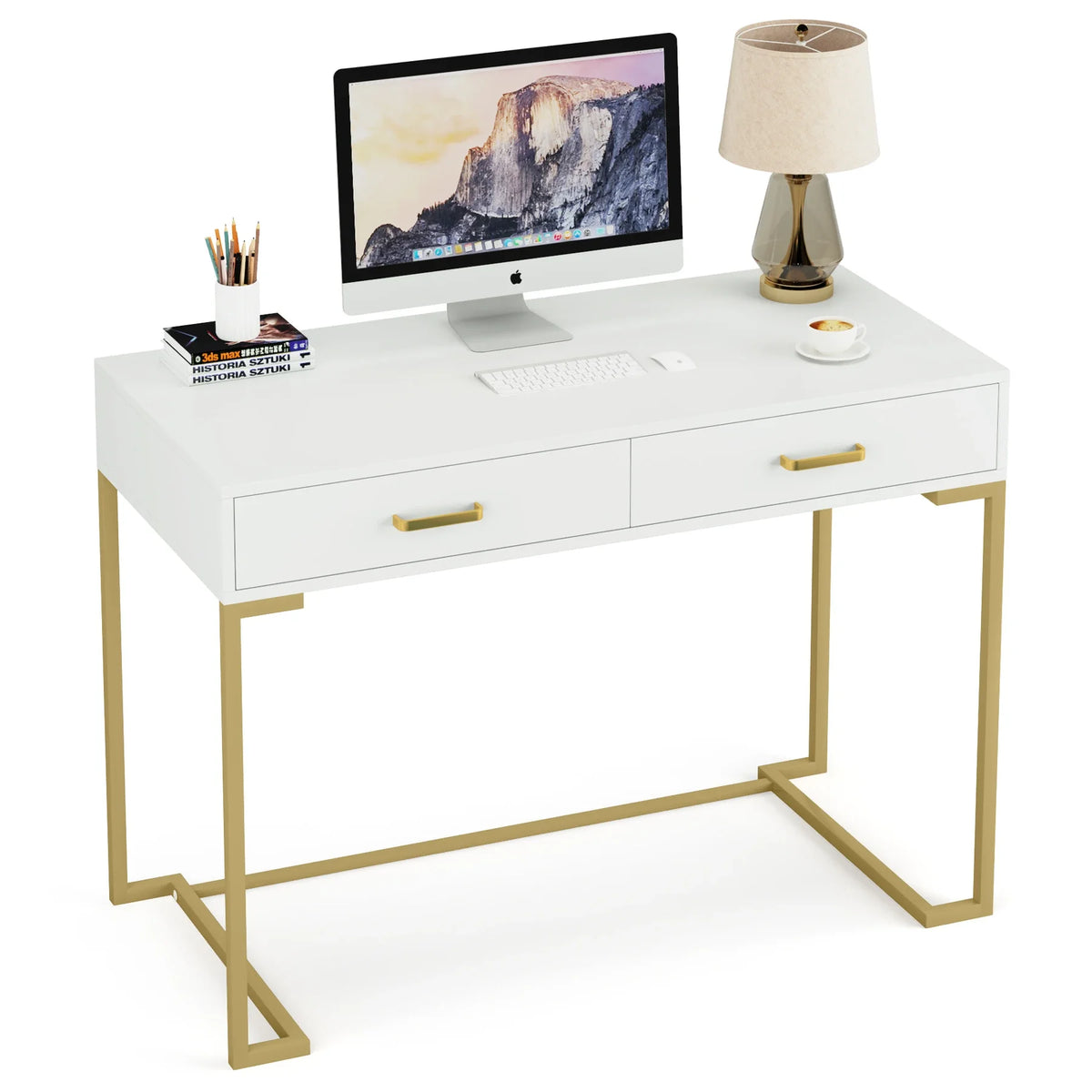 Tribesigns Modern Makeup Vanity Desk With Two Drawers