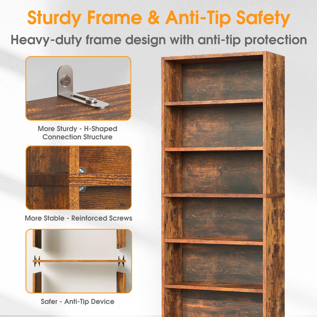 MCQ Wooden Six Shelf Bookcase With Open Display Storage