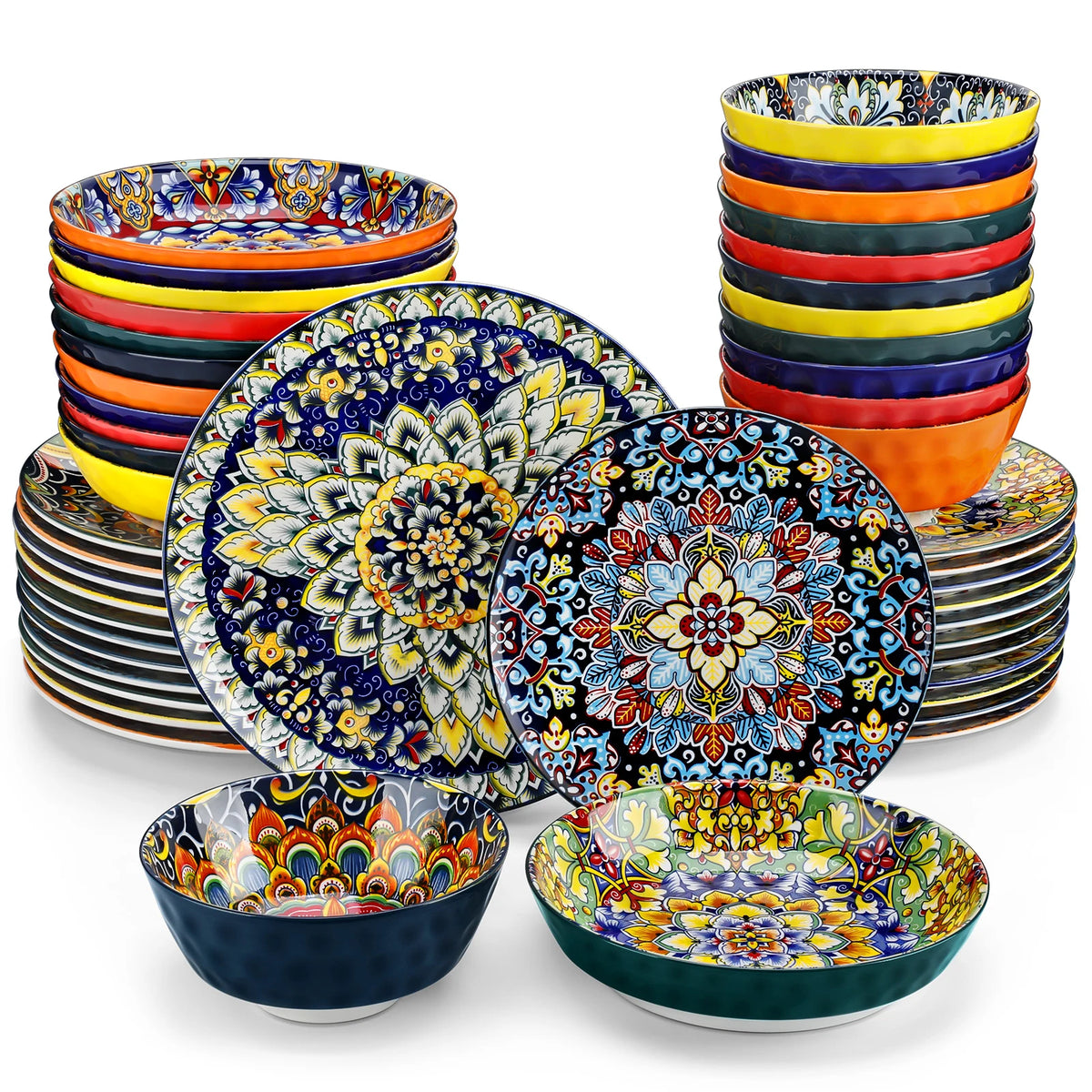 MALACASA Ceramic Dinnerware Set With Plates And Bowls For Home Dining