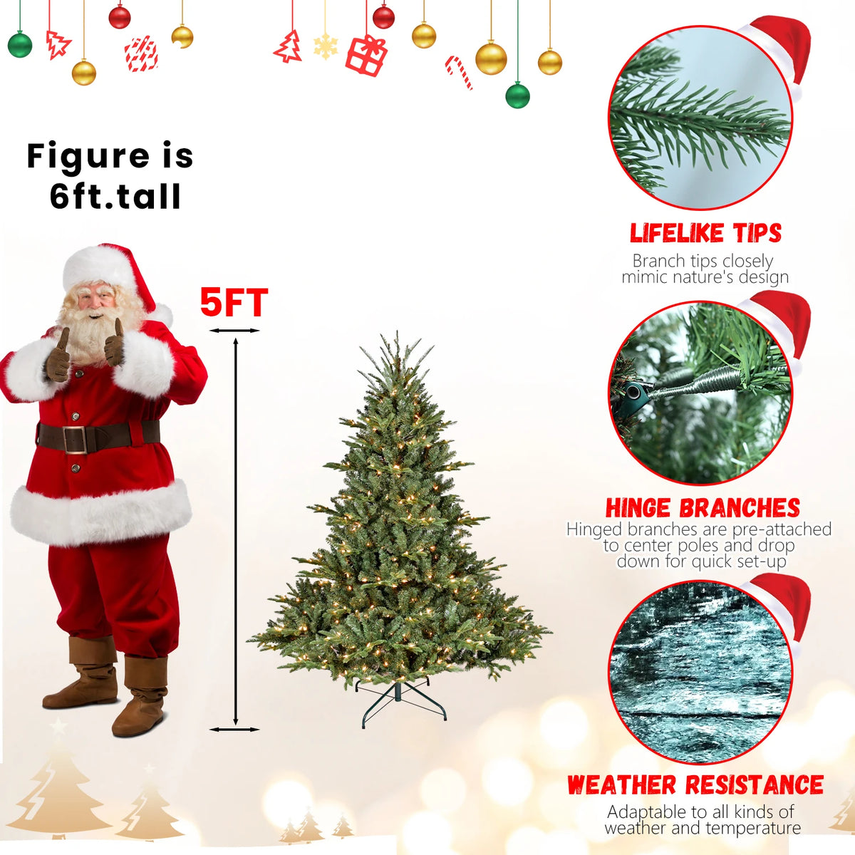 Prelit Artificial Christmas Tree With UL Certified LED Lights