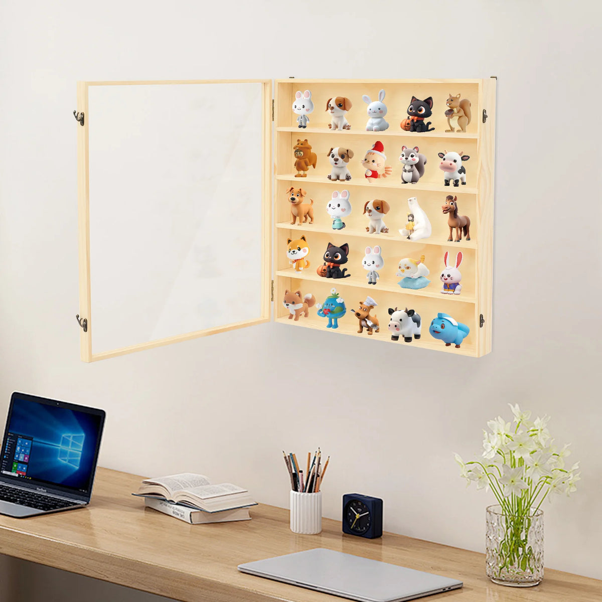 Bymaocar Solid Wood Wall Mounted Display Cabinet With Acrylic Door