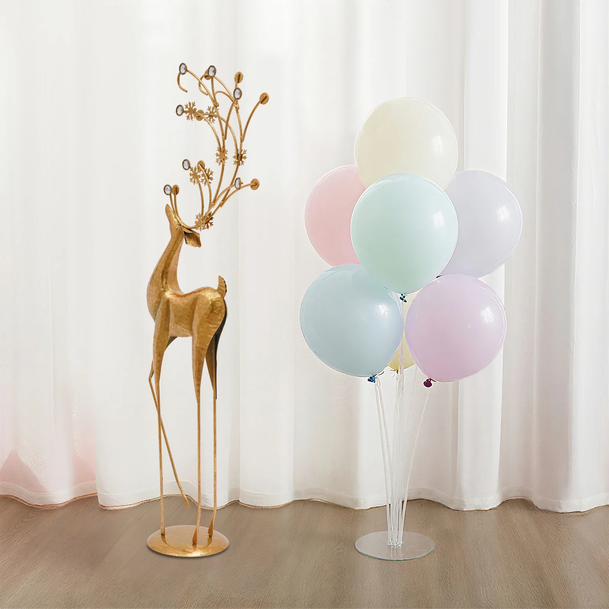 85CM Large Gold Deer Statue, Retro Iron & Plastic Sculpture with Rhinestone Antlers, High-Temperature Baking Paint, Sturdy Freestanding Home Decor Ornament for Living Room, Office, Christmas Gift