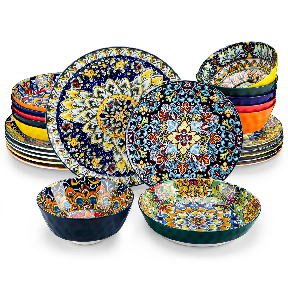 MALACASA Ceramic Dinnerware Set With Plates And Bowls For Home Dining